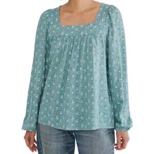 Women Lucky Brand Top, Green, Blue, Boho, Size L